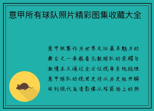 意甲所有球队照片精彩图集收藏大全